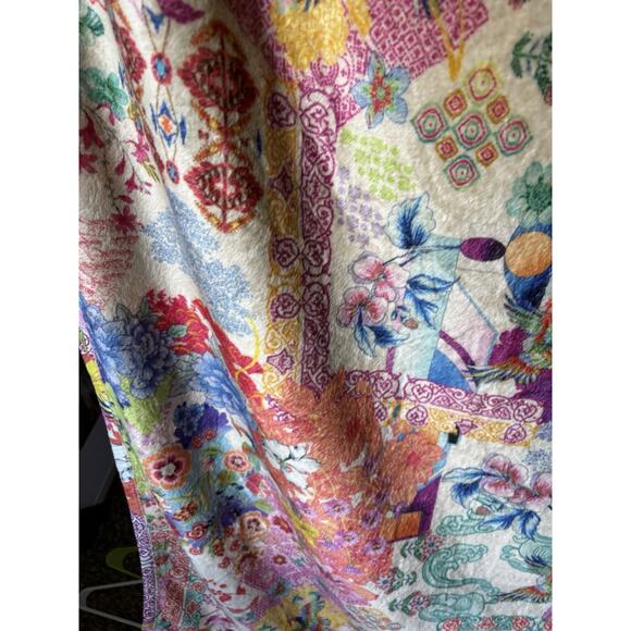 Johnny Was Paon Travel Blanket 55x70 Floral Reversible Boho Soft - Picture 9 of 13